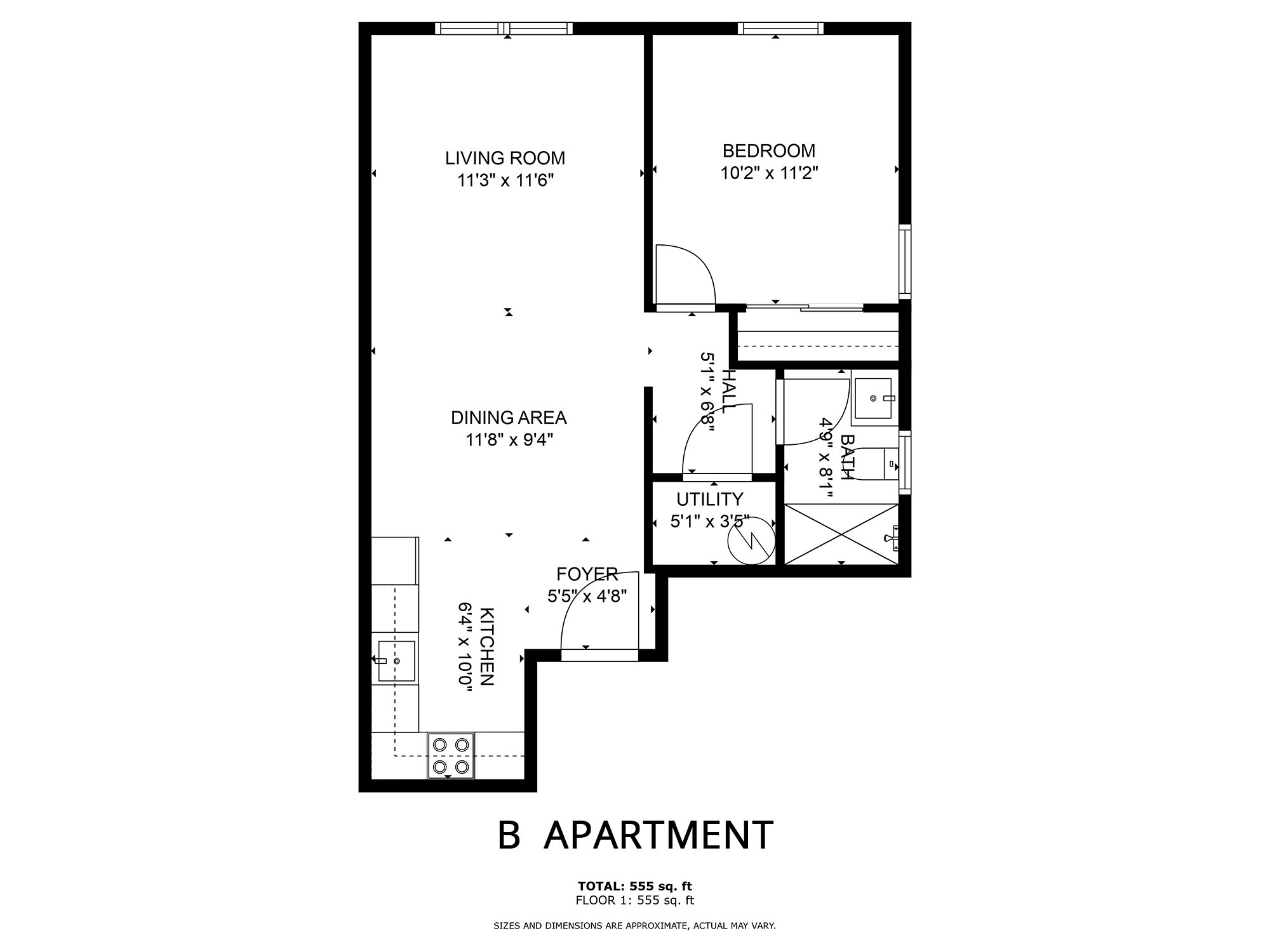 all_floors_74_broadway_unit_3_freeport_with_dim copy B Apartment Floor Plan